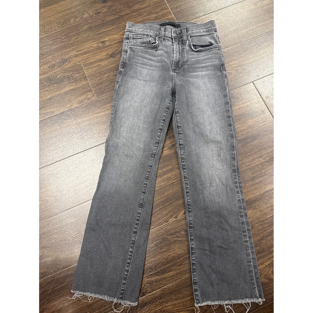 Joe's Jeans The Callie High Rise Cropped Boot Jeans Gray Wash Frayed Hem Size 25